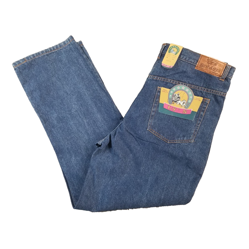 Ly's jeans womens 36 x 28 high rise button fly vintage retro blue‎ denim pants